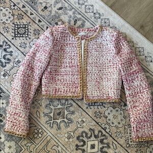 🔥🔥🔥Alice + Olivia Plaid Tweed Style Blazer Jacket Pink Small Crop